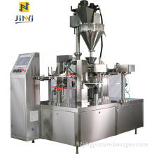 Premade pouch filling and packing machine for powders
